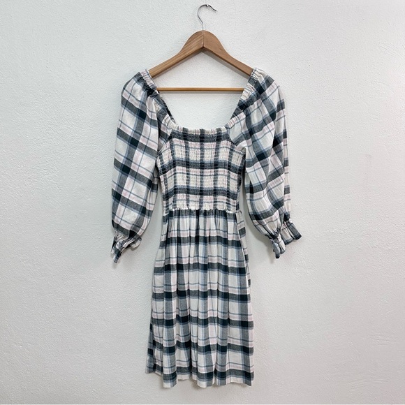 Madewell Smocked Plaid Mini Dress - Picture 3 of 6